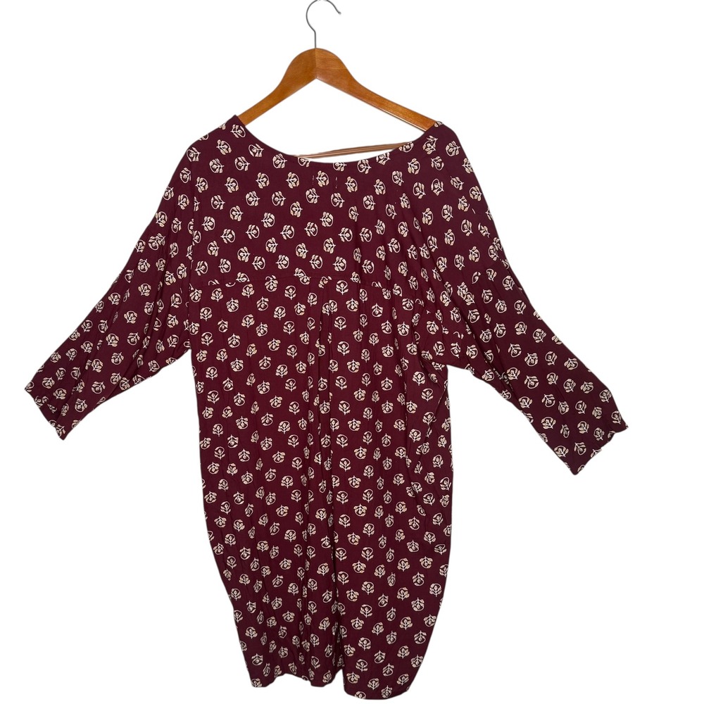 Old Navy Womens‎ XL Short Tunic Dress Floral Print Maroon Casual BOHO Festival - Picture 2 of 12